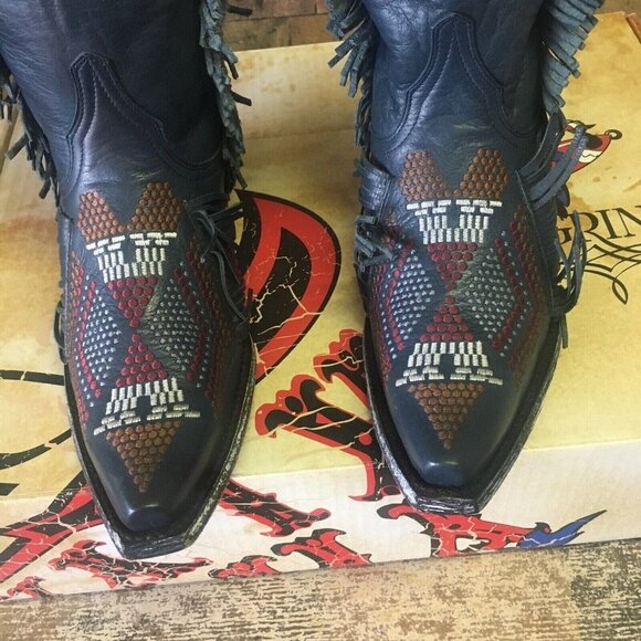 Old Gringo Tribu 13” YL265-2 Blue Snip Toe Cowboy Boots Womens 7 B - Picture 9 of 12